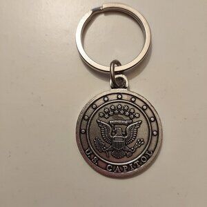 Silver-Plated United States Capitol Keychain By Bates & Klinke-NEW